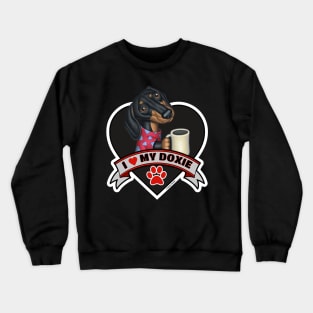 Funny Cute I Love My Doxie Dachshund Dog Heart Design Crewneck Sweatshirt